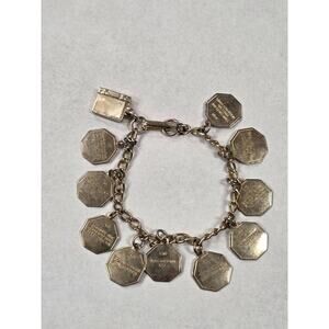 Vintage Gold Tone Ten Commandments Charm Child's Bracelet 6.5" Religious